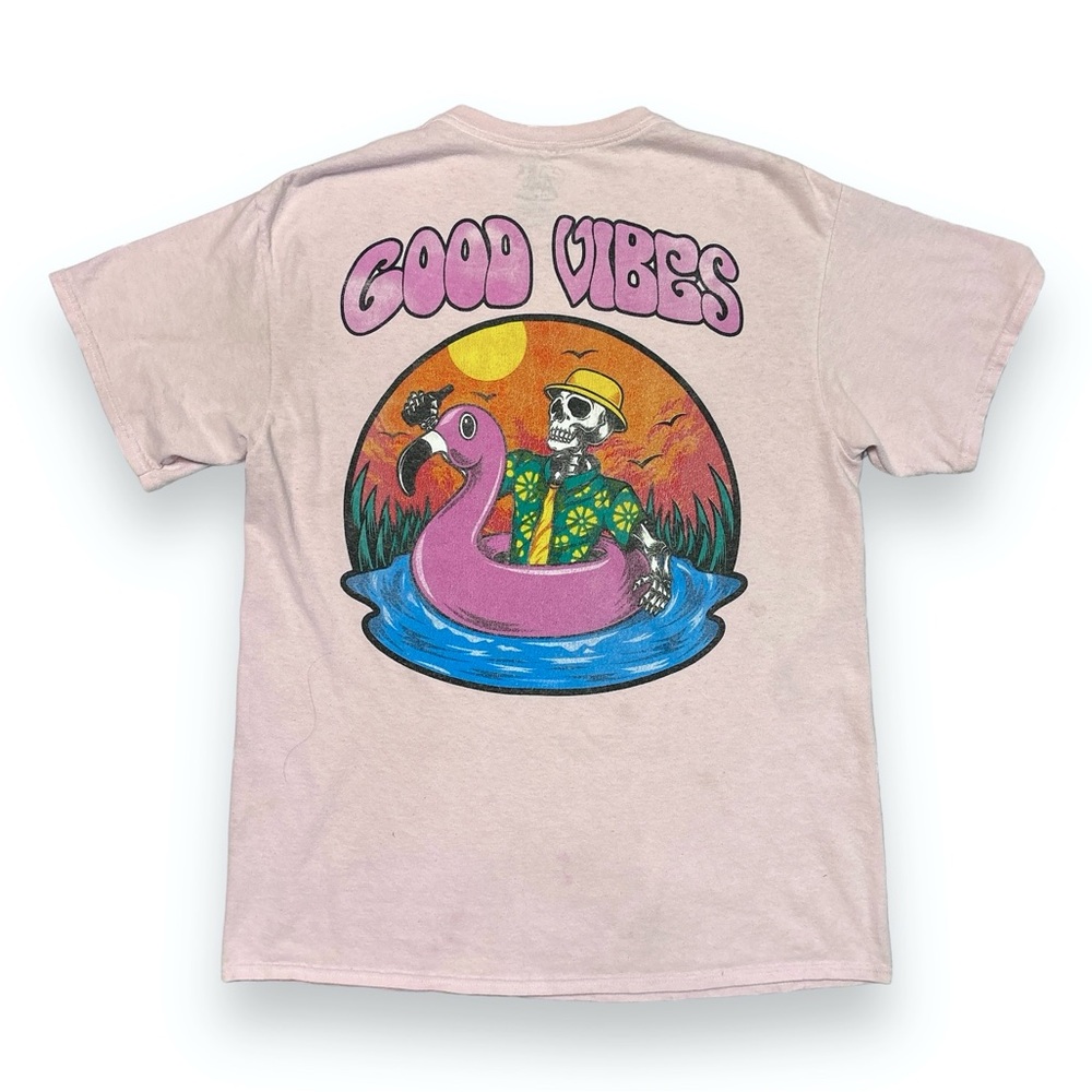 CALL YOUR MOTHER Pink “Good Vibes” Graphic T Shirt